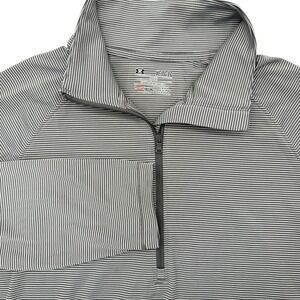 Under Armour Heat Gear Women's XL Gray Striped Long Sleeve‎ 1/4 Zip Loose